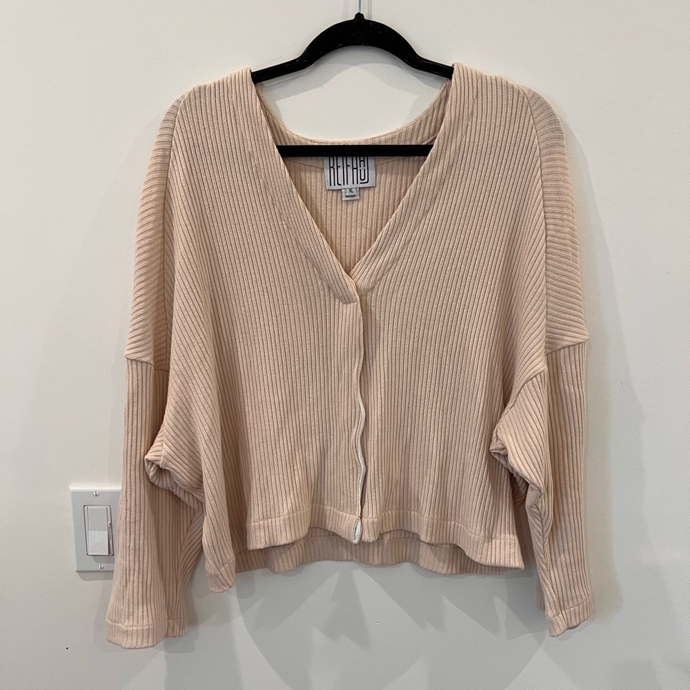 Reifhaus Manon Cardigan in Ivory Rib Knit